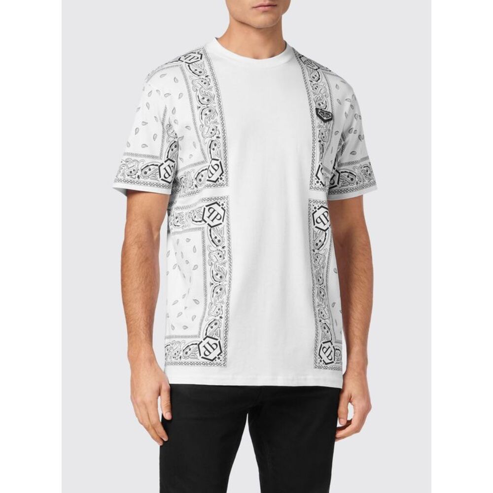 Philipp Plein Men Philipp Plein Monogram And Bandana Print Cotton T-Shirt